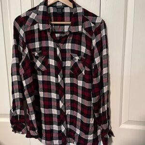 Torrid Women's Plaid Button-Down Shirt in Red, Black, and White